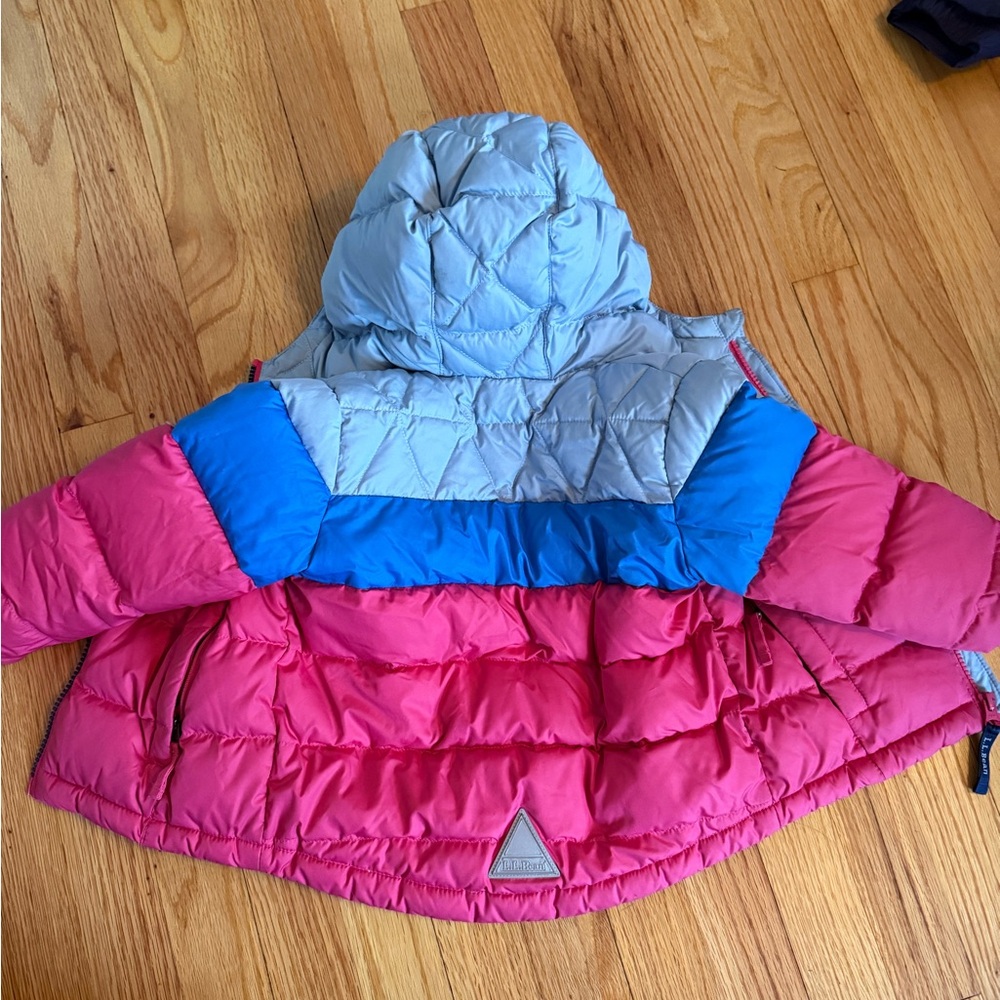 L.L. Bean Pink and Blue Kids Puffer Jacket